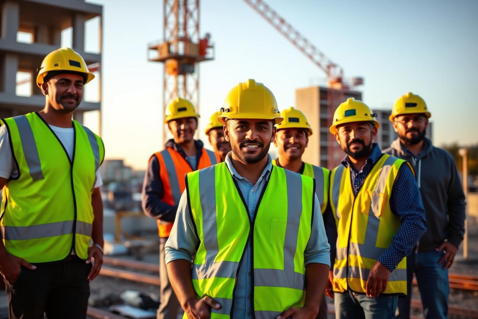 Trabalhadores da construção civil em obra